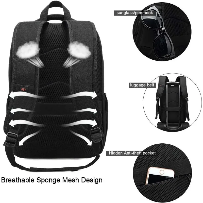 Mochila antirrobo para ordenador portátil para hombre y mujer, bolsa impermeable para viaje de negocios y trabajo, 15,6 pulgadas