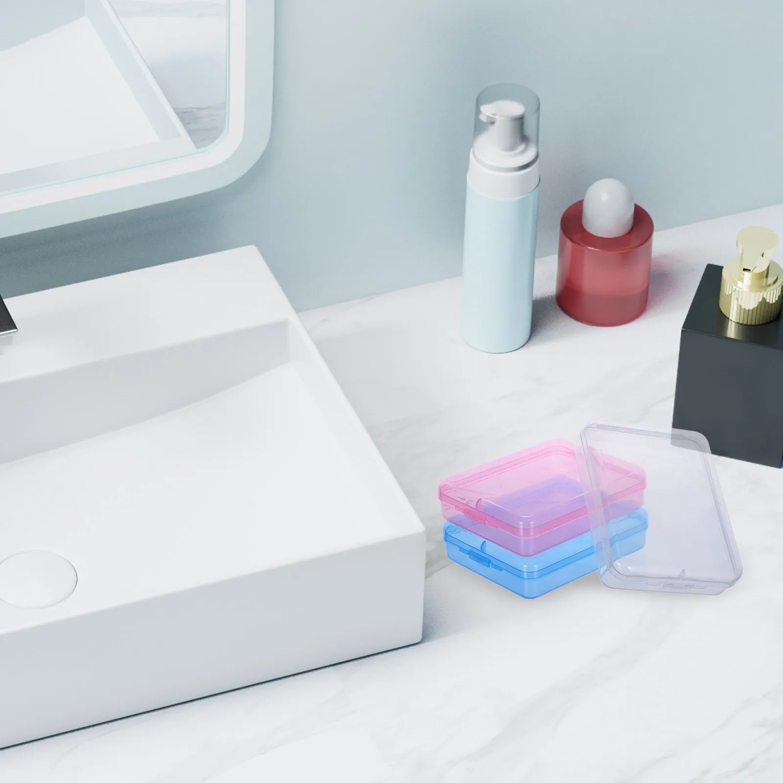 

3pcs Travel Makeup Organizer: Compact Cotton Pad Holder Transparent Storage Box Dispenser Portable Case For Cotton Rounds