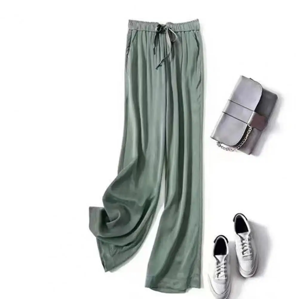 

Women Wide-leg Pants Stylish Women's Wide Leg Trousers with Adjustable Drawstring Waist Pockets Comfortable Loose for Everyday