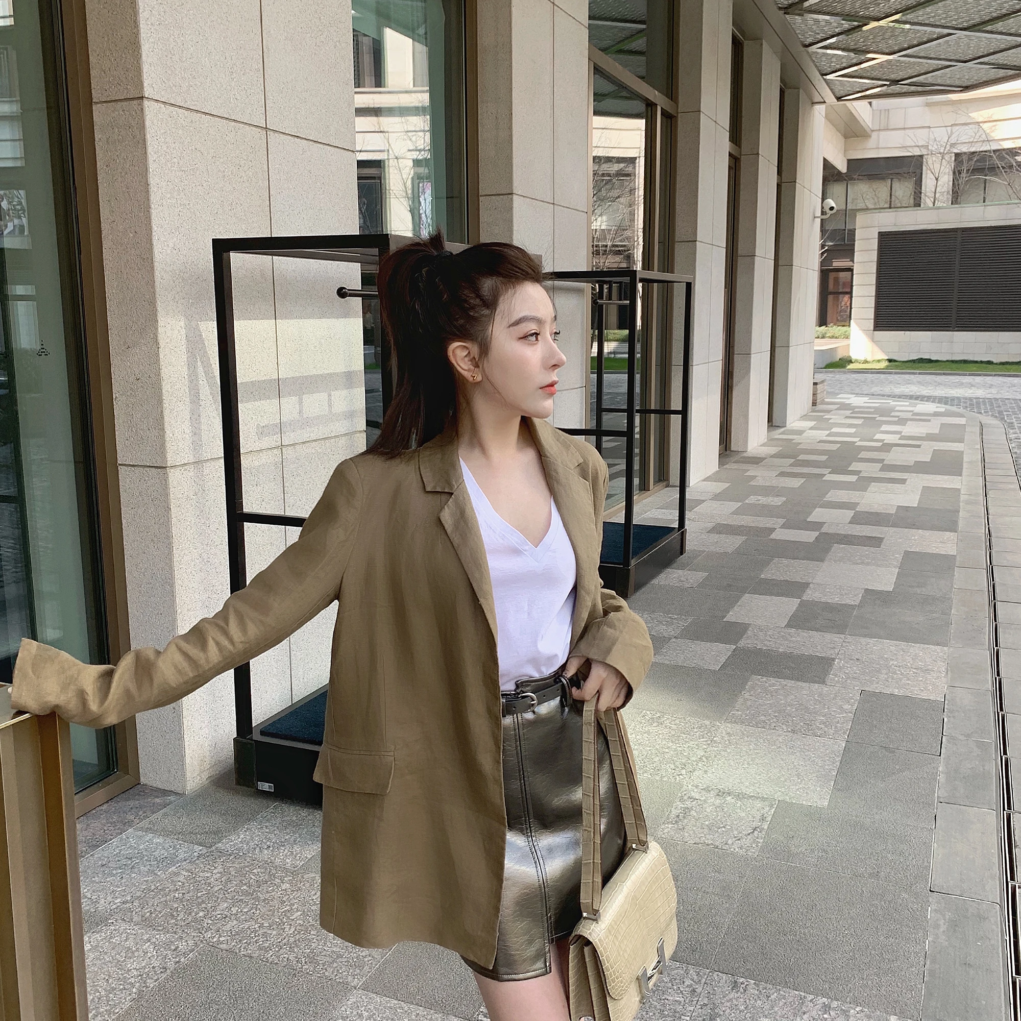 

Кожаная юбка Woppei с высокой талией, женская, весна-лето, новая, в стиле ретро, в гонконгском стиле, короткая