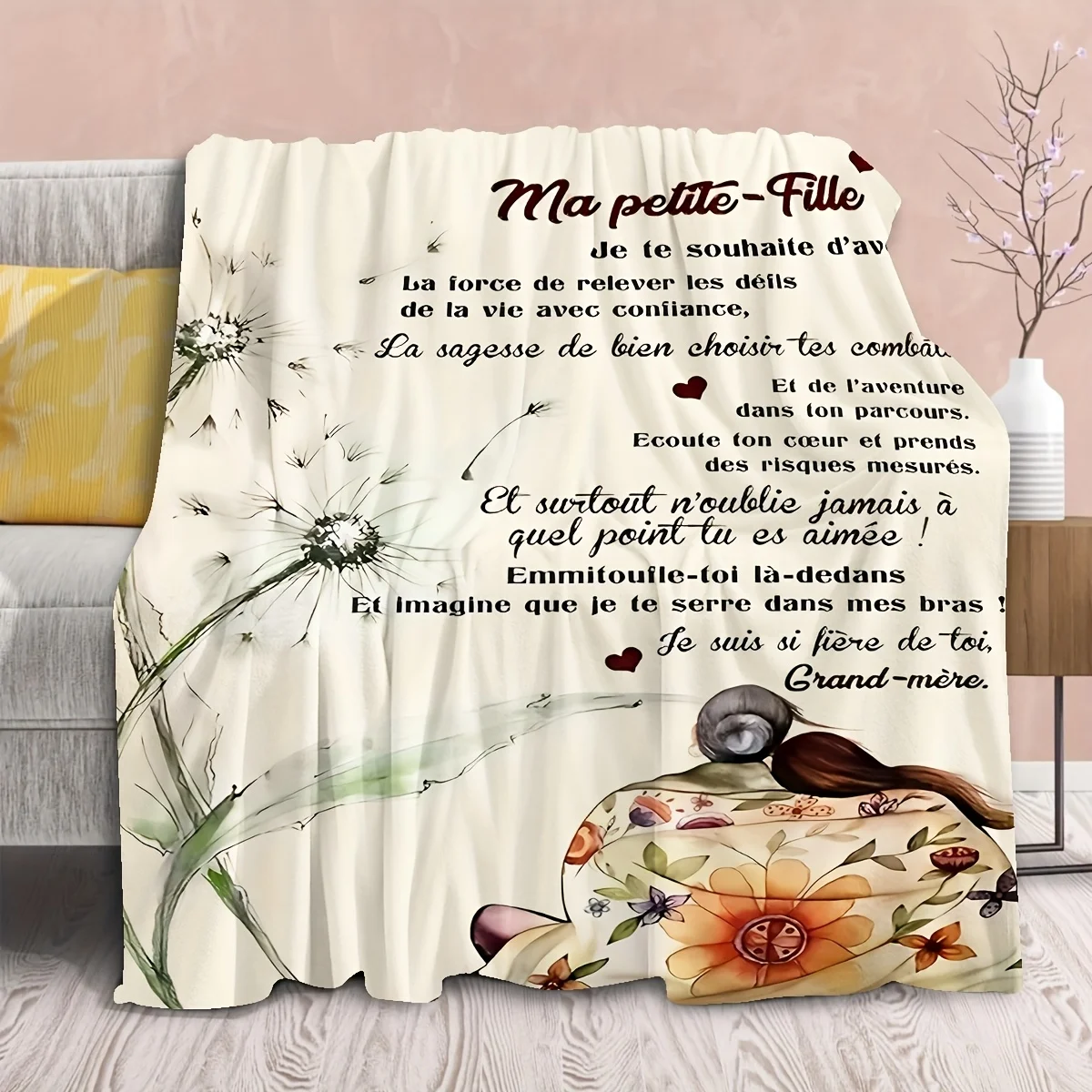 بطانية فانيلا ملهمة - تصميم حروف فرنسية، رمي ناعم من القطيفة للمنزل/المكتب، هدية دافئة للعائلة والأصدقاء #2