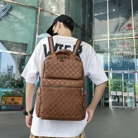 Fashion Plaid Men's Backpack Luxury Travel Backpacks Men Large Capacity Laptop Bags Soft Leather Backbags Student School Bag