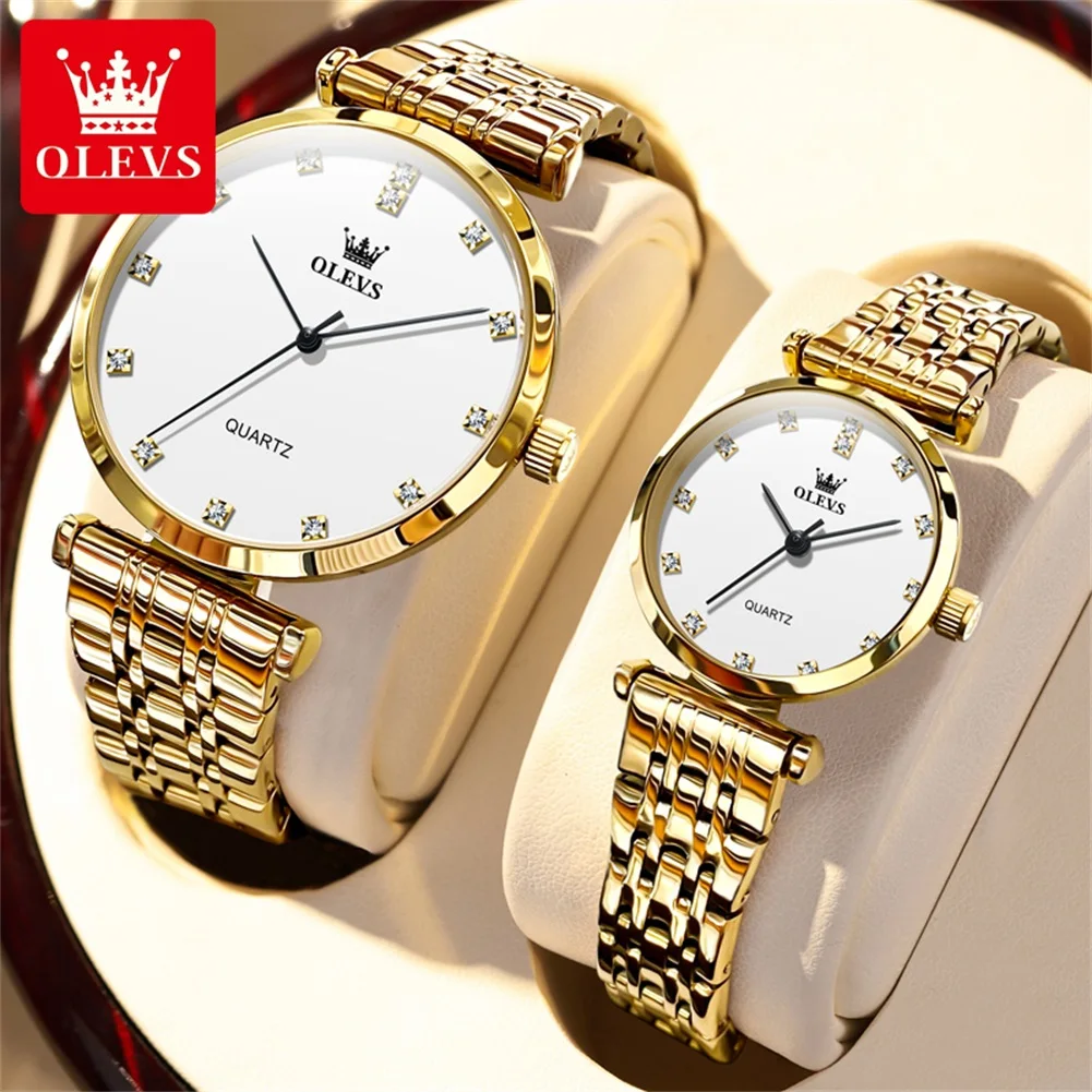 OLEVS Paar Uhren Einfache Luxus Mode Original Armbanduhr Exquisite Uhr Bift Box Seine und Ihn Uhr Set Liebhaber Wasserdicht