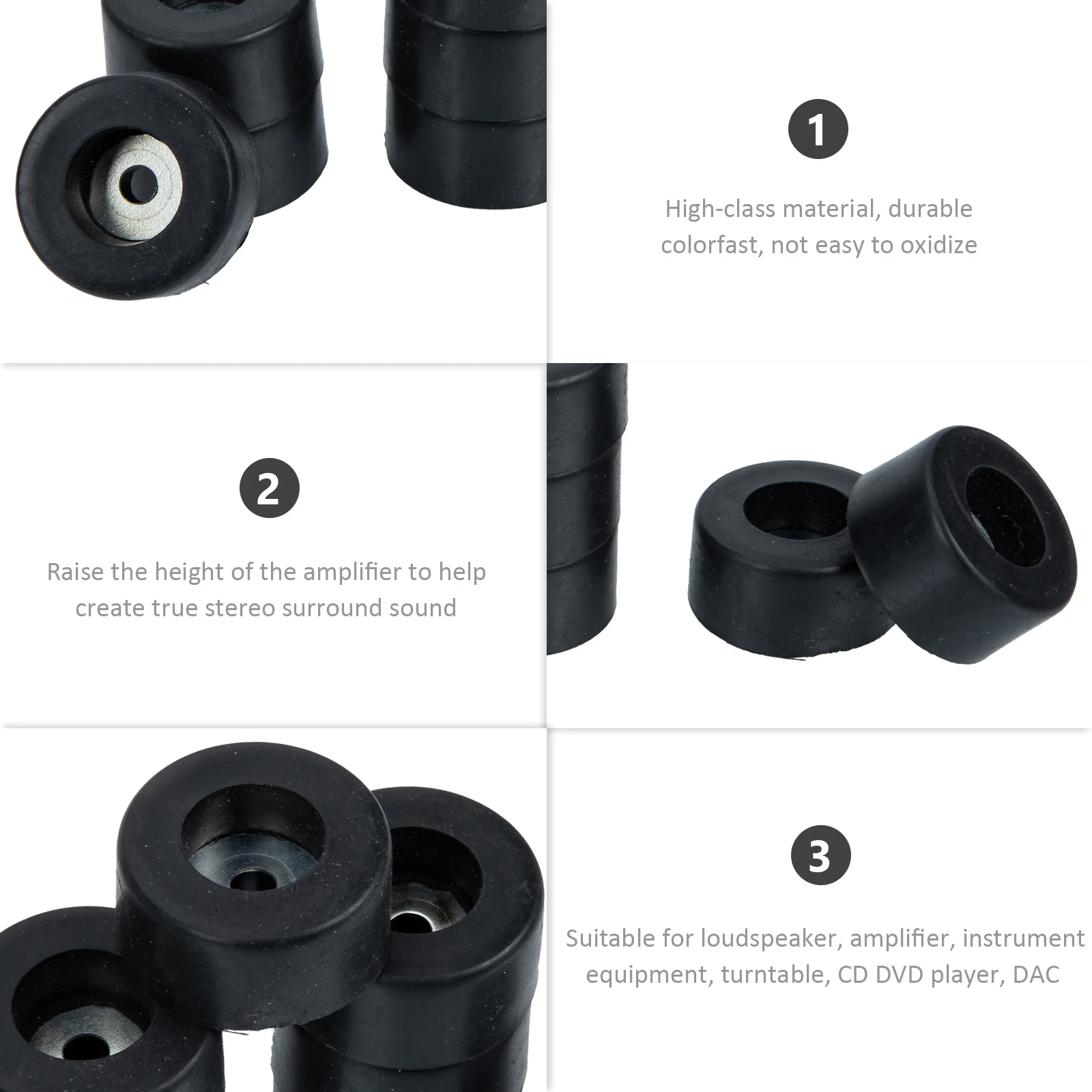 

8Pcs Anti Vibration Speaker Feet Pads Rubber Spike Mat Isolation Stand Protective Base for Amplifier Audio Gear