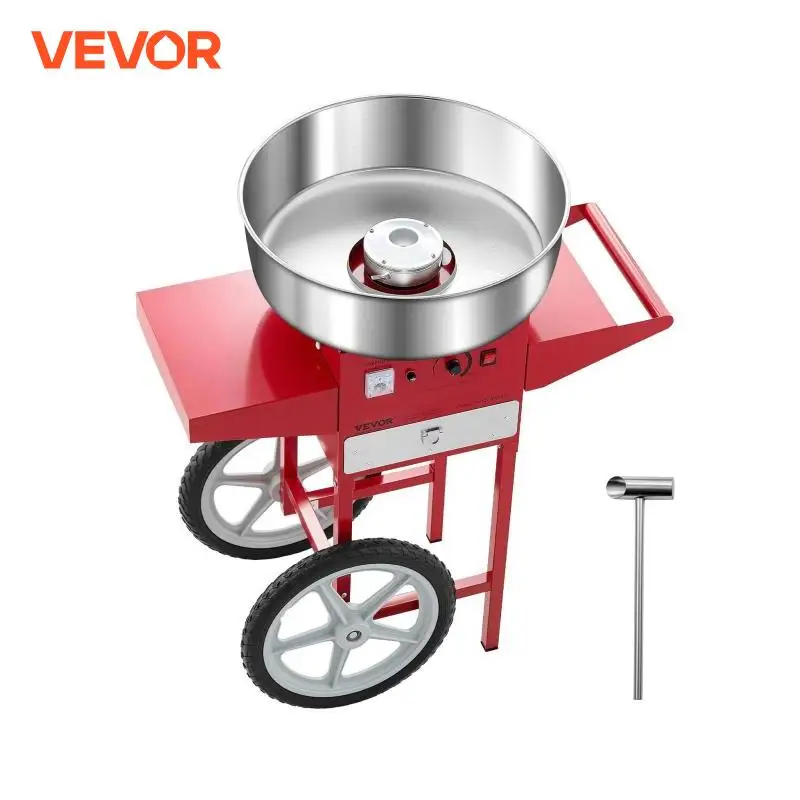

VEVOR Electric Cotton Candy Machine with Cart Commercial Candy Floss Maker with 20.5 in Stainless Steel Bowl for Birthday Family