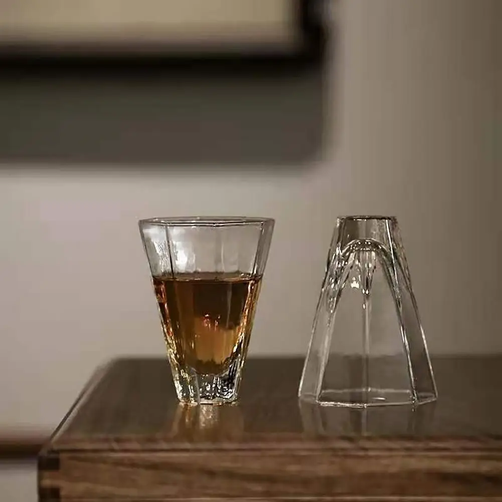 50ml Diamonds Cut Whiskey Shot Glass Heat Resistant Tasting Cup Mini Wine Glass for Home Bar Party Whiskey Lover Gift