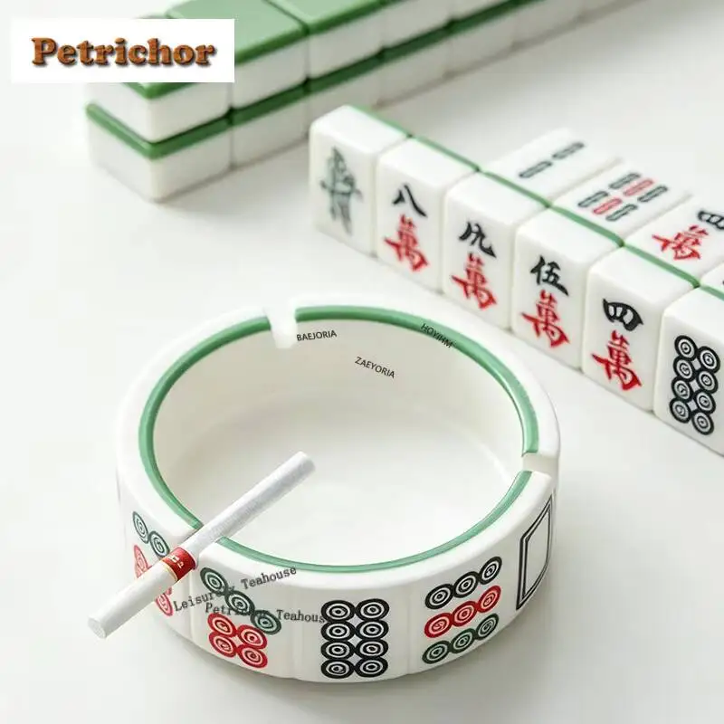Poker Mahjong Ashtray Antique Gift For Boyfriend Smoking Steamers Ash Tray Household Weed Smoking Tea Services Supplies Gift