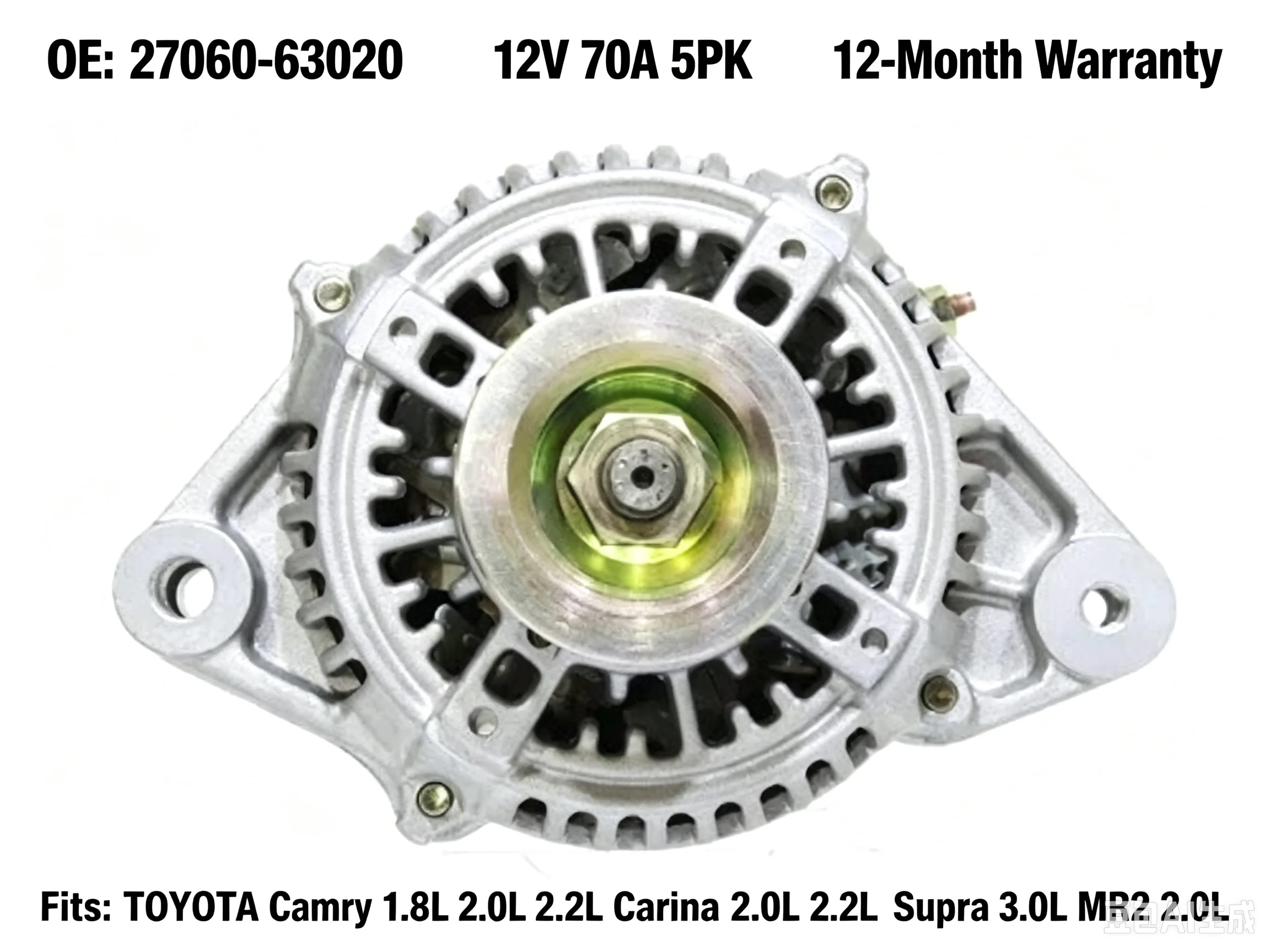 27060-63020 ALN0161 For Toyota Camry Carina Celica Supra MR2 Car Alternator 12V 70A 5PK Fit 1.8L 2.0L 2.2L 3.0L 3S-FE Engine