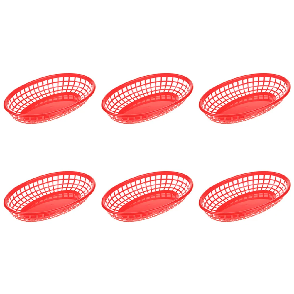 

6pcs Fast Food Baskets Fruit Snack Plates Boat Shaped Storage Vegetable Containers Plastic Bowls Kitchen Supplies