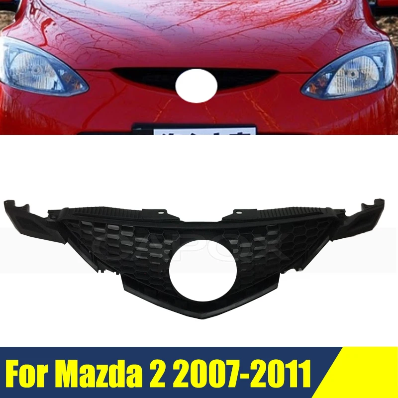

Решетка переднего бампера для Mazda 2 2007-2011, хромированная решетка радиатора, средняя сетка, гоночные грили, авто решетка