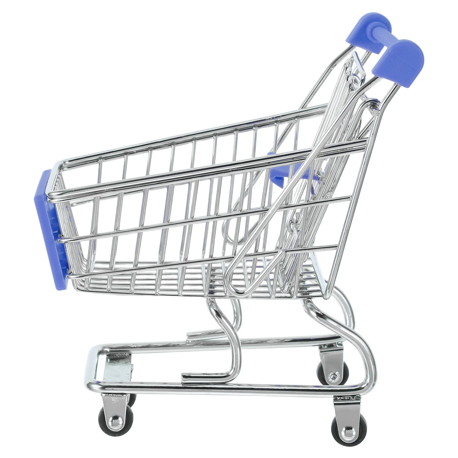 

Mini Shopping Cart Metal Grocery Cart Pretend Play Small Handcart Basket Supermarket Role Play for Kids Office Organizer