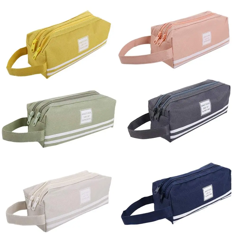 Handbag Student Storage bag Candy color High Capacity Big Pencil Case Double layer Pen Case Pen Bag