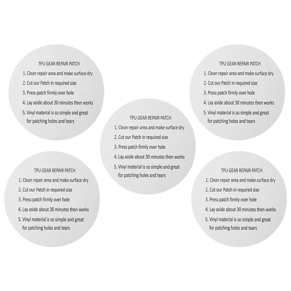 

Набор из 5 водонепроницаемых ремонтных патчей из ТПУ: прочные клейкие наклейки для надувных кругов, палаток, байдарок, герметичные, для ремонта на открытом воздухе