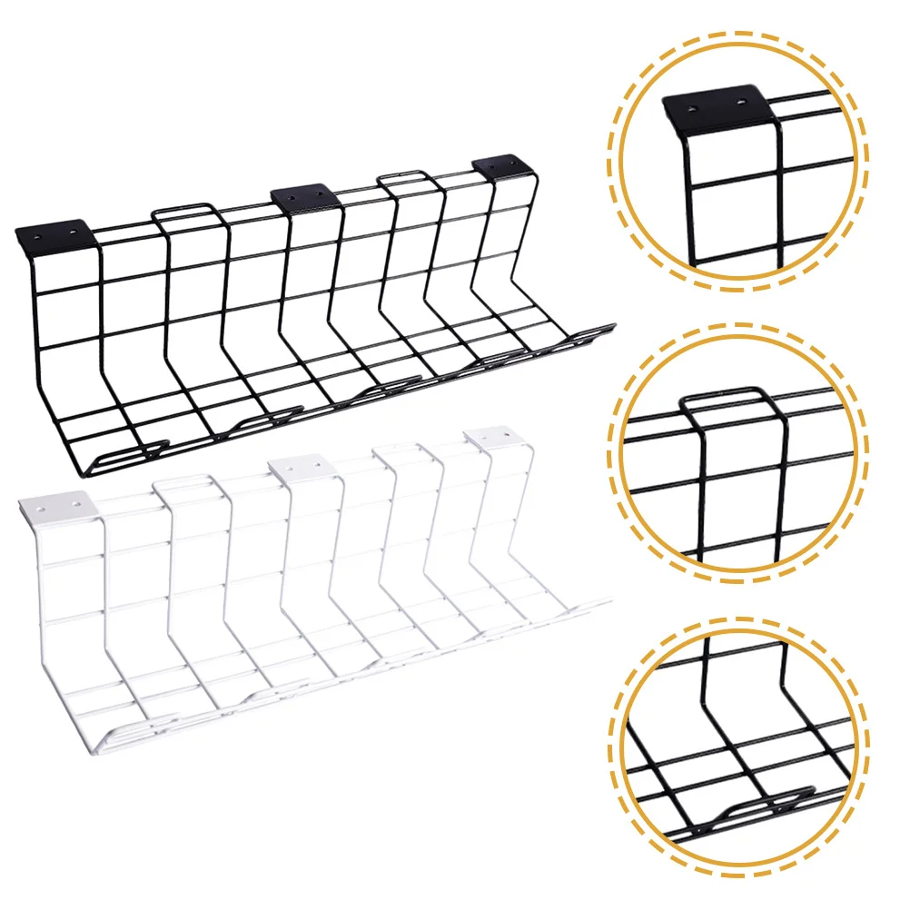 

2Pcs Under Desk Cable Organizer Tray Sturdy Wire Management Holder for Office Home Desk Power Adapter Cable Storage
