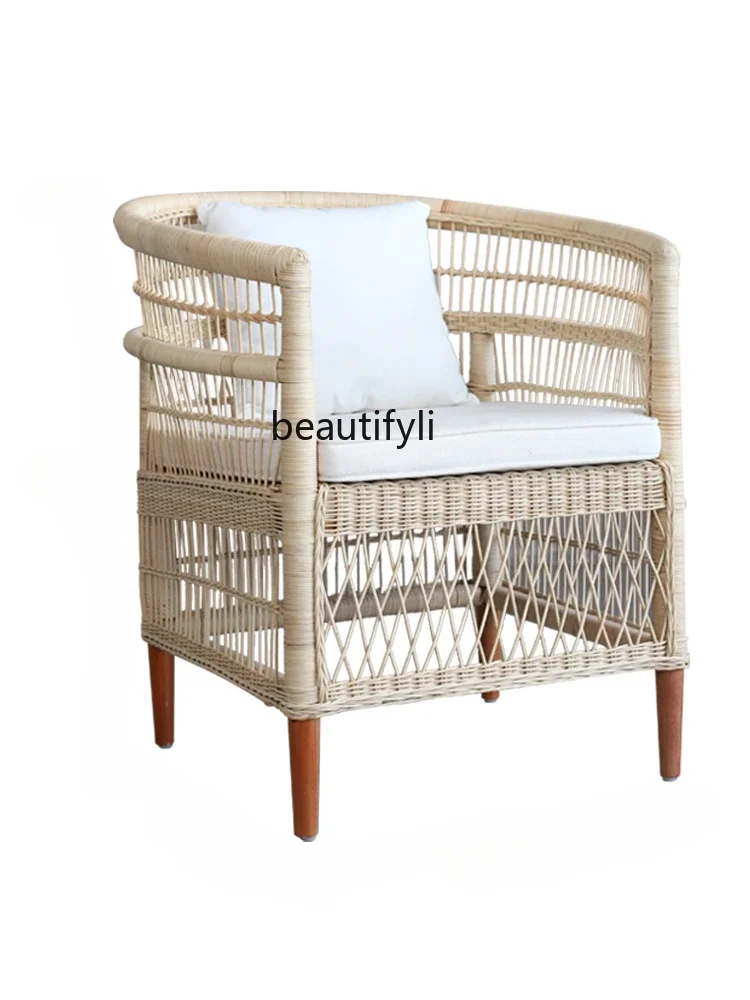 Home Courtyard Balcony Single Leisure Chair Indonesia Imported Rattan Sofa Bed & Breakfast Style Chair