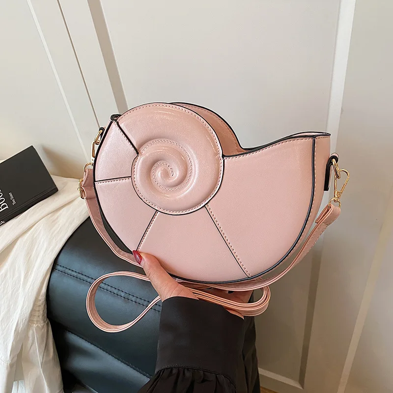 

2025 New Conch Crossbody Bags for Women Cute Small Round Shoulder Bag Woman Fashion PU Leather Purse Everyday Casual Shell Bag