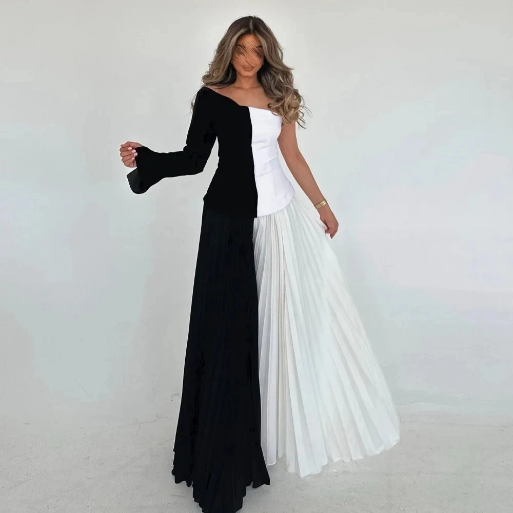 

Black One-Shoulder Long Bespoke Occasion Gown Evening Dresses Pastrol Unisex Jersey Retro Dubai Saudi Arabic Prom Customized