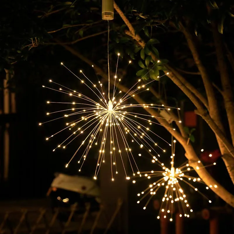 Outdoor LED Firework String Light Star LED Fairy Lights Garland On Battery Operated Home Decorations For Party Wedding Holiady