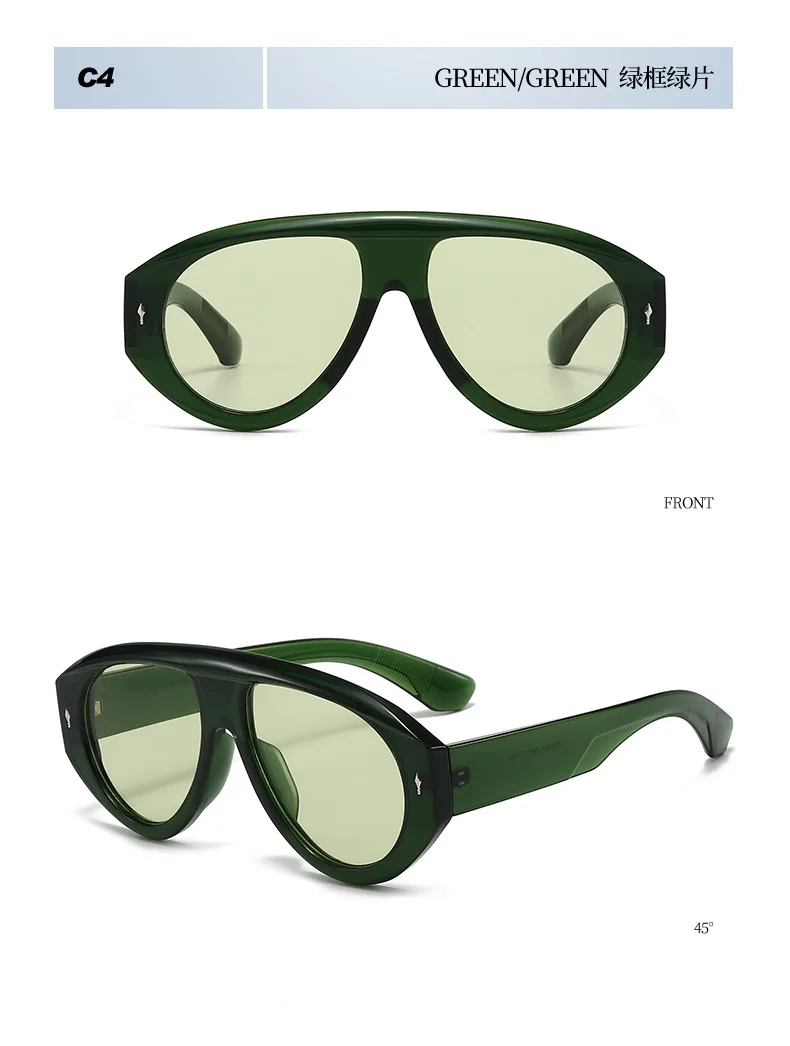 Vintage Übergroße Einteilige Sonnenbrille für Damen Neue Mode Nietenverzierte Ovale Sonnenbrille für Herren Schicke Outdoor Hip-Hop-Brillen – Detail 16