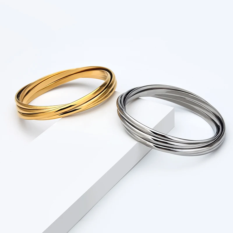 VAROLE Superimposed Circle Bracelet For Women Plated Gold Bangle Fashion Cute Elegant Jewelry Graduation Gift