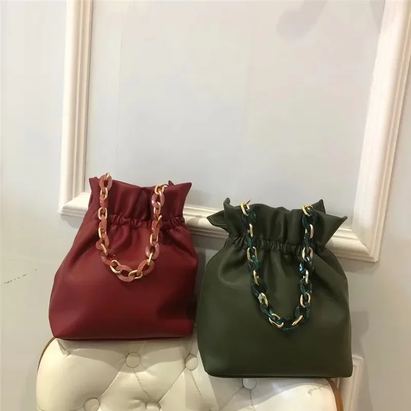 Women New Fashion Cute Soft Pu Large Capacity Pleated Cloud Bag Bucket Bag ShoulderBag CrossbodyBag Office Daily