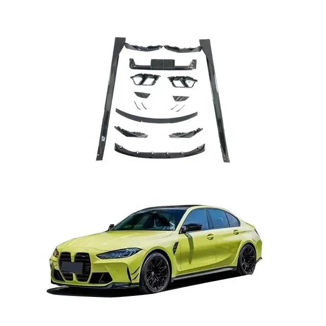 

MP Style Dry Carbon Fiber Body Kit For G80 M3 2021 2022 Front lip mirror cover grille side skirt diffuser spoiler