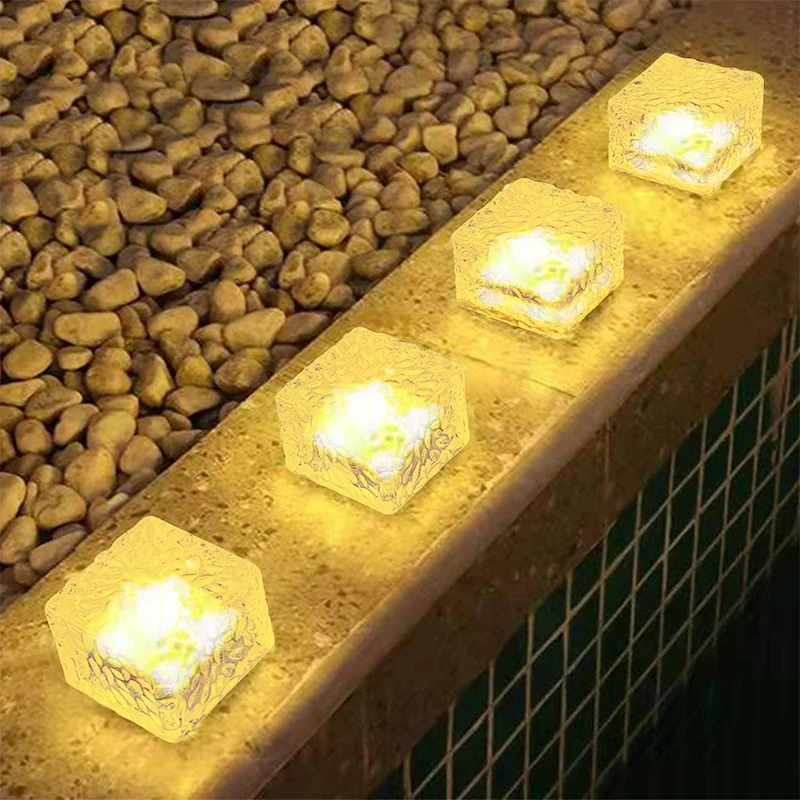 

Solar Led Ice Cube Brick Lights Outdoor 1 LED Waterproof Stair Step Paver Lamp Yard Patio Lawn Garden Decoration Light