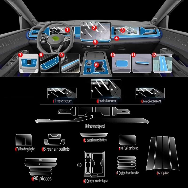 

Tpu Transparent Film for Volkswagen Teramont Pro 2025 Car Interior Sticker Console Dashboard Screen Protection Film Accessories