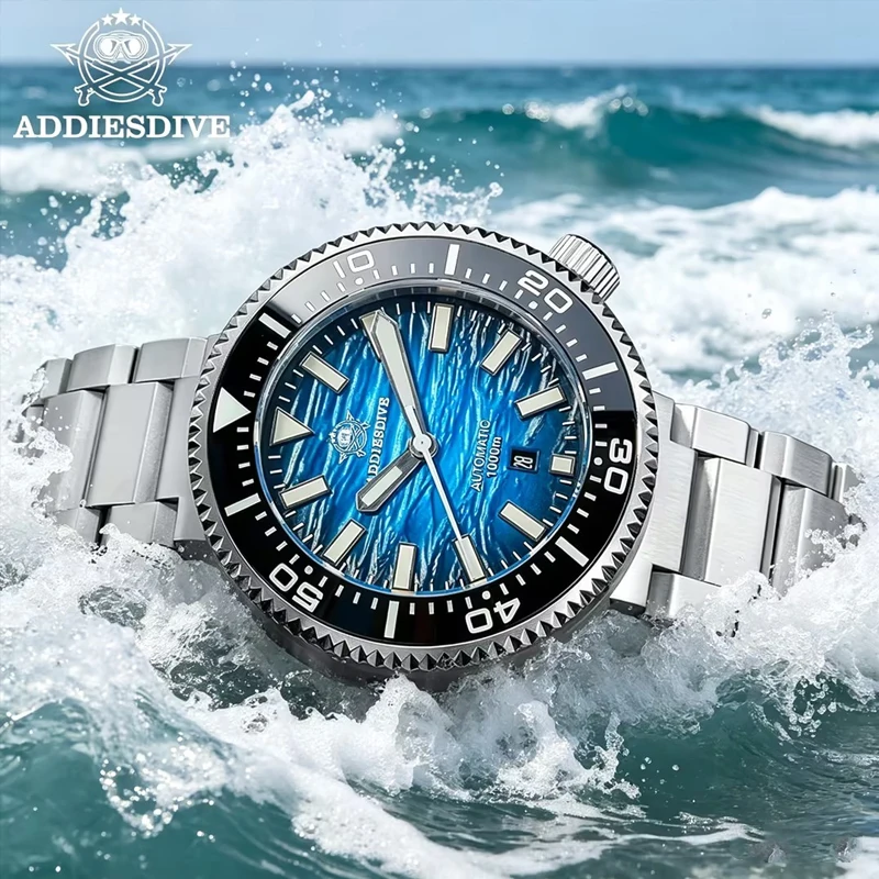 

ADDIESDIVE 1000m Dive Men's Watch Gradient Sapphire Waterproof 8215 Mechanical Automatic Wristwatch 46mm Ceramic Bezel Luminous