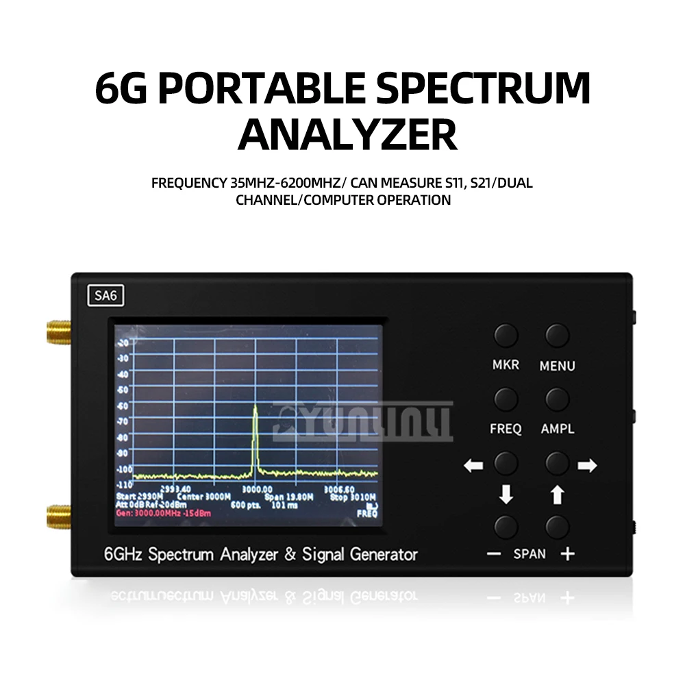 HOT SA6 HANDHELD SPECTRUM ANALYZER WI-FI CDMA LAB 35-6200MHZ WIRELESS SIGNAL 6G TESTER