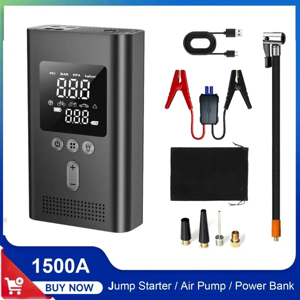 

2 IN1 Car Jump Starter with Air Pump,Peak 1500A Jump Starter with 150PSI Tire Inflator Auto Air Compressor, LED Light, for Cars
