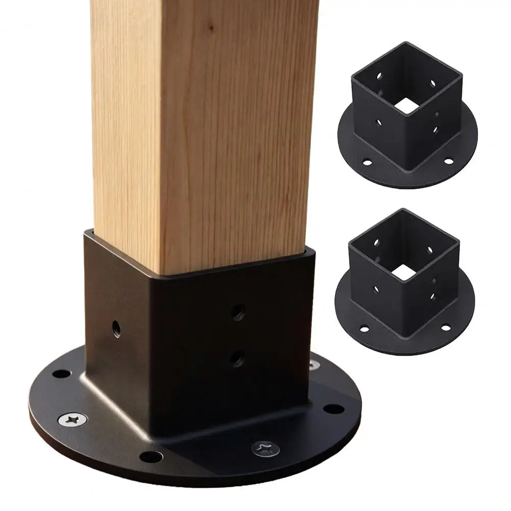 Fence Pole Flange 2 X 2 Heavy Duty Square Post Base Floor Flange Bracket for Deck Railing Fence Pole Mount Porch Handrail