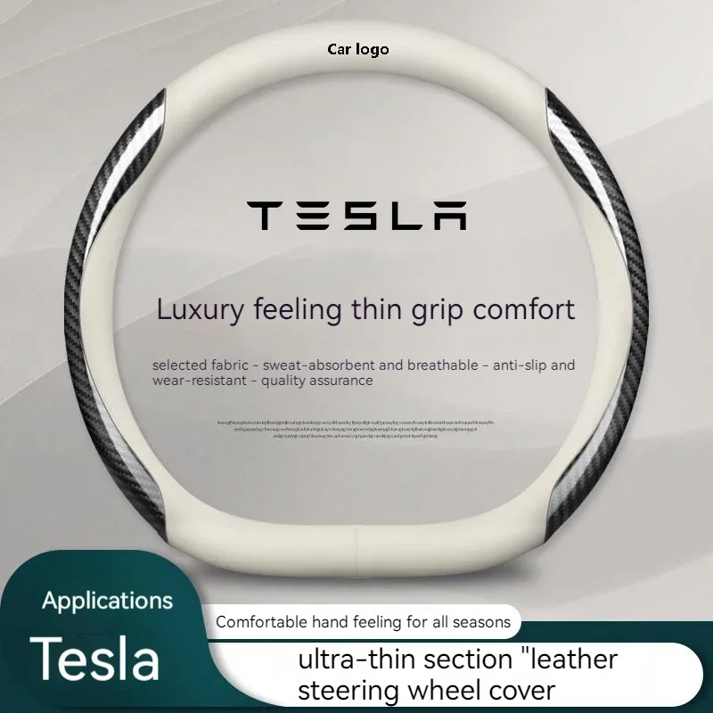 Per Tesla Model 3 Model X Model S Model Y 2021 2022 2023 car Tesla Car Suede coprivolante in pelle in fibra di carbonio