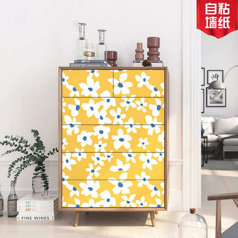Floral Peel and Stick Wallpaper Watercolor Daisy Flower Self Adhesive Contact Paper for Girls Bedroom Home Decor Wall Sticker