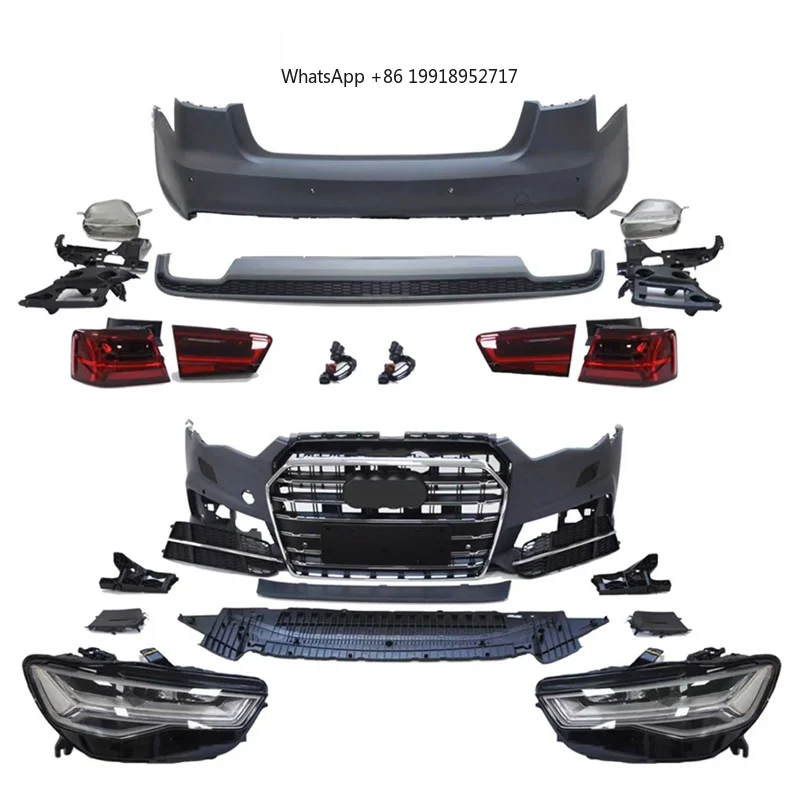 High Quality PP Material Sport Style Full Body Kit Fits  A6 C7 2013-2015 Old To New With Headlight Taillight