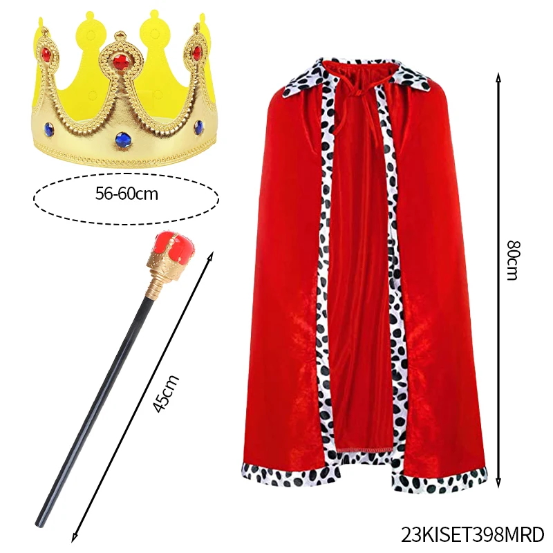 PESENAR Conjunto de fantasia de Rei, roupões infantis, conjunto de cetro de coroa, capa do Príncipe Real para meninos, vestido para cosplay