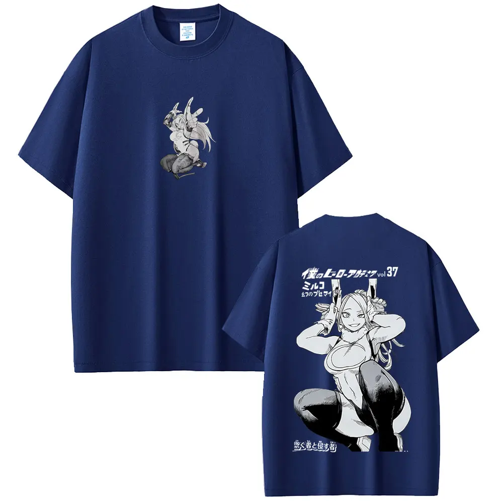 Anime My Hero Academia Rumi Usagiyama Mirko Graphic T-shirt Men's Manga Casual  Pure Cotton T-shirts Unisex Oversized T Shirts