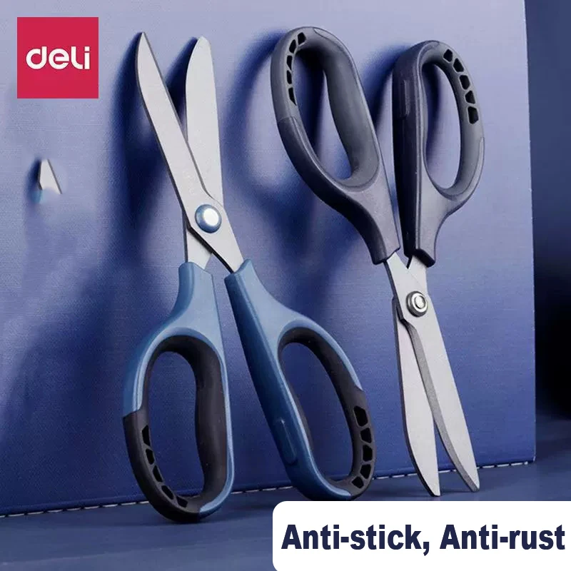 

Deli Stationery 170mm Scissors Anti Stick Anti Rust Office Home Scissors Stainless Steel Tailoring Scissors for School Supplies