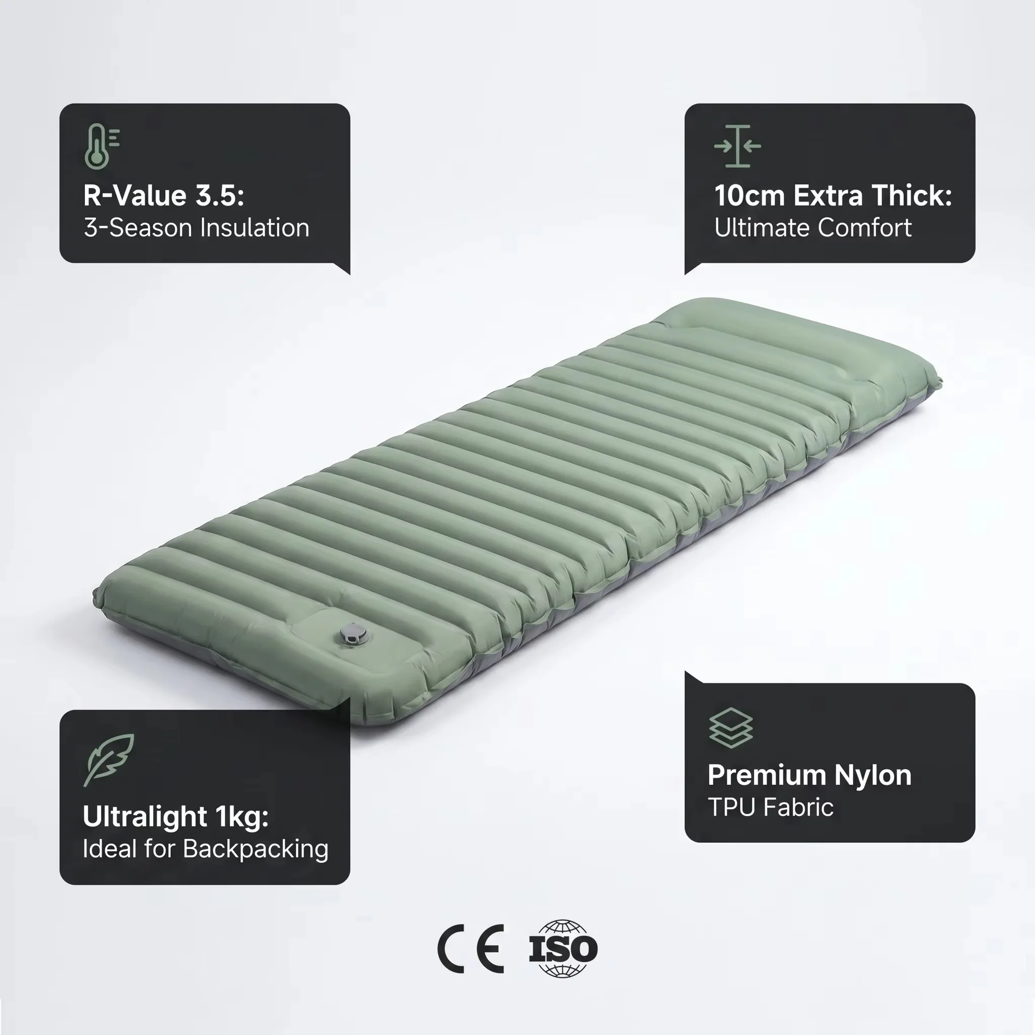 Extra Thick 4 Inch Camping Sleeping Pad Outdoor Camping Self-Inflating Mats Spliceable Hiking Fishing Sleeping Pad