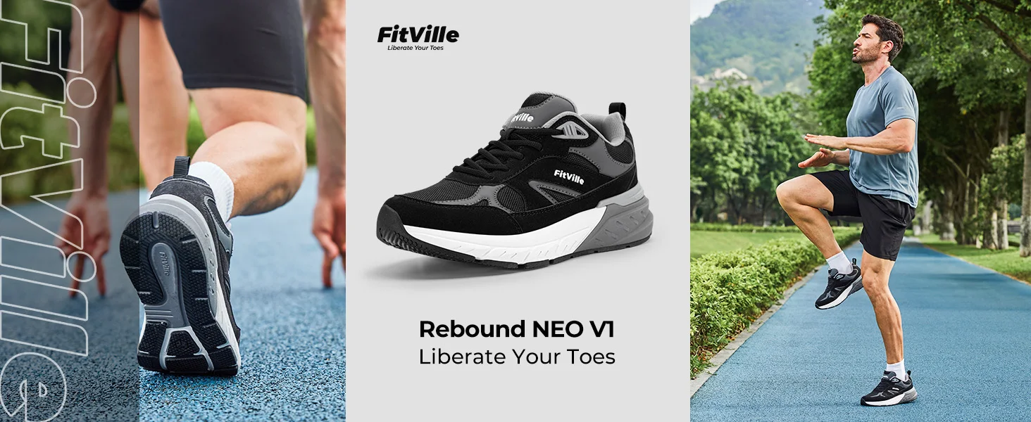 Fitville Walkingschuhe Extra Breite Casual Herren-Sneaker mit Gewölbestütze Sportschuhe für Männer zur Linderung von Plantarfasziitis – Detail 5