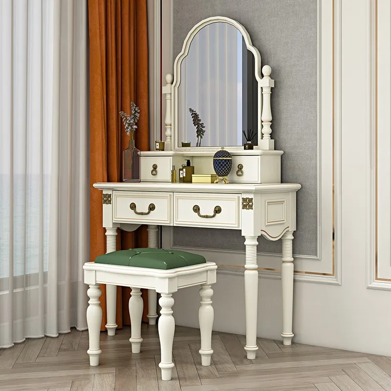 

Stool Luxury Dressing Table Bedroom Girls Storage Living Room Dressing Table Mirror White Mesa De Maquillaje Furniture Set