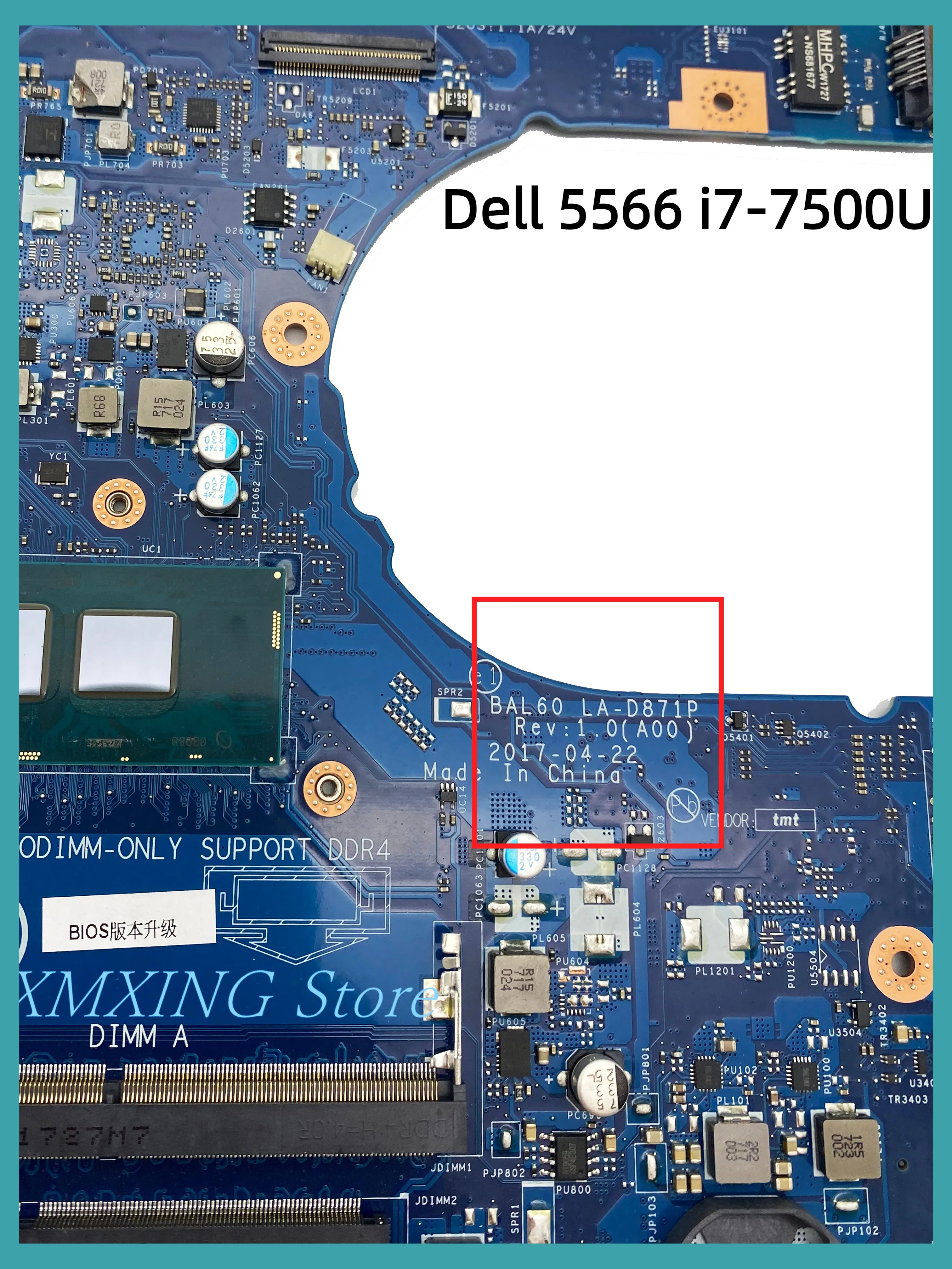 FULCOL dla DELL Latitude 5566 Laptop płyta główna LA-D871P CPU I7-7500U SR2ZV CN-02PX9P 02PX9P 2PX9P testowane 100% pracy