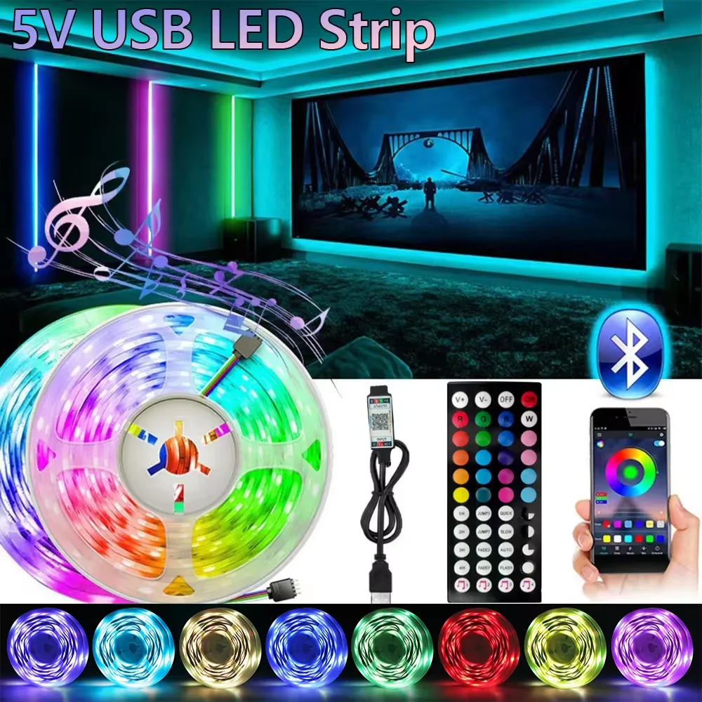 

RGB-Лента светодиодная с пультом ДУ, 44 кнопки, USB