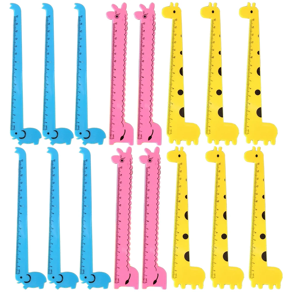 

Jungle Giraffe Ruler Cartoon Animal Scale Household Student School Portable Kids Plastic Multi Function Long Neck Painting