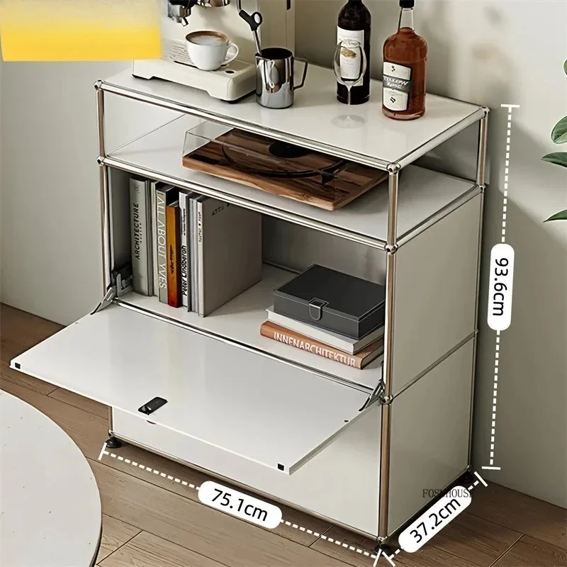 Retro Living Room Cabinet Modular Dining Sideboard Cabinet Design Luxury Storage Coffee Machine Storage Rack