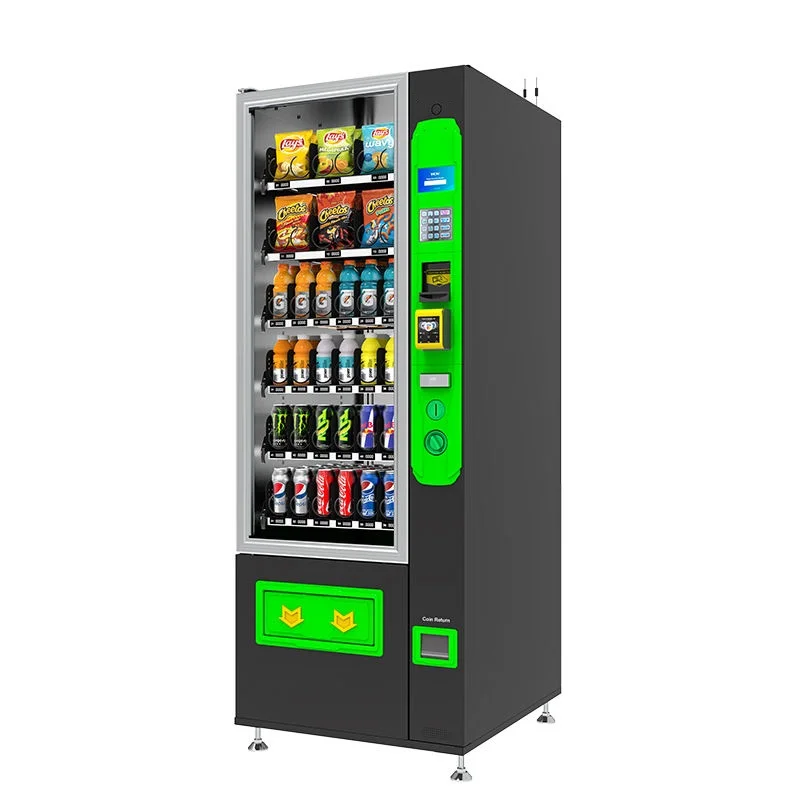 Máquina expendedora automática de aperitivos y bebidas, máquina expendedora pequeña, negra