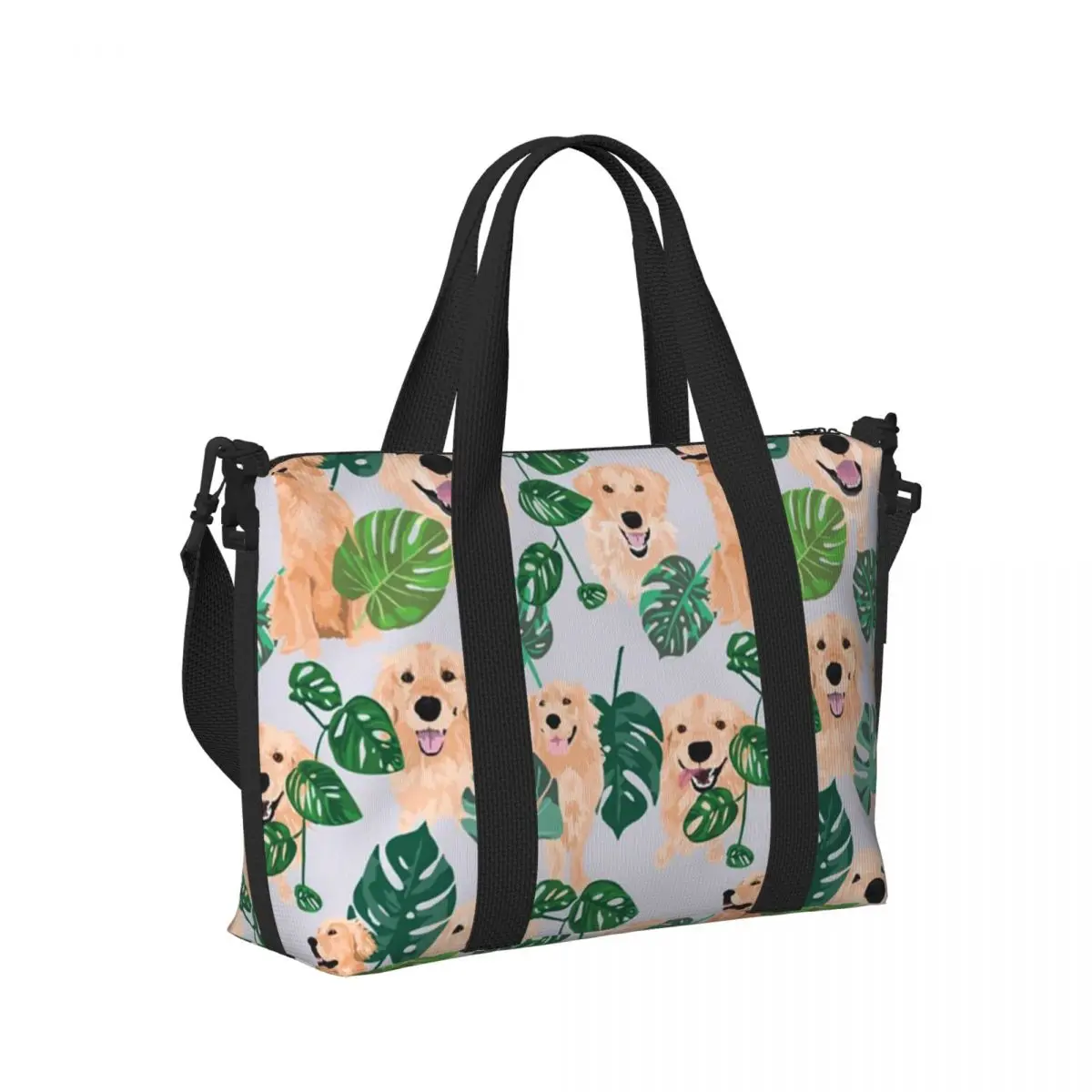 

Golden Retriever Tropical Beach Travel Bag Large Capacity Tote Bags for Gym Sport Women Shopping Duffle Shoulder Bag