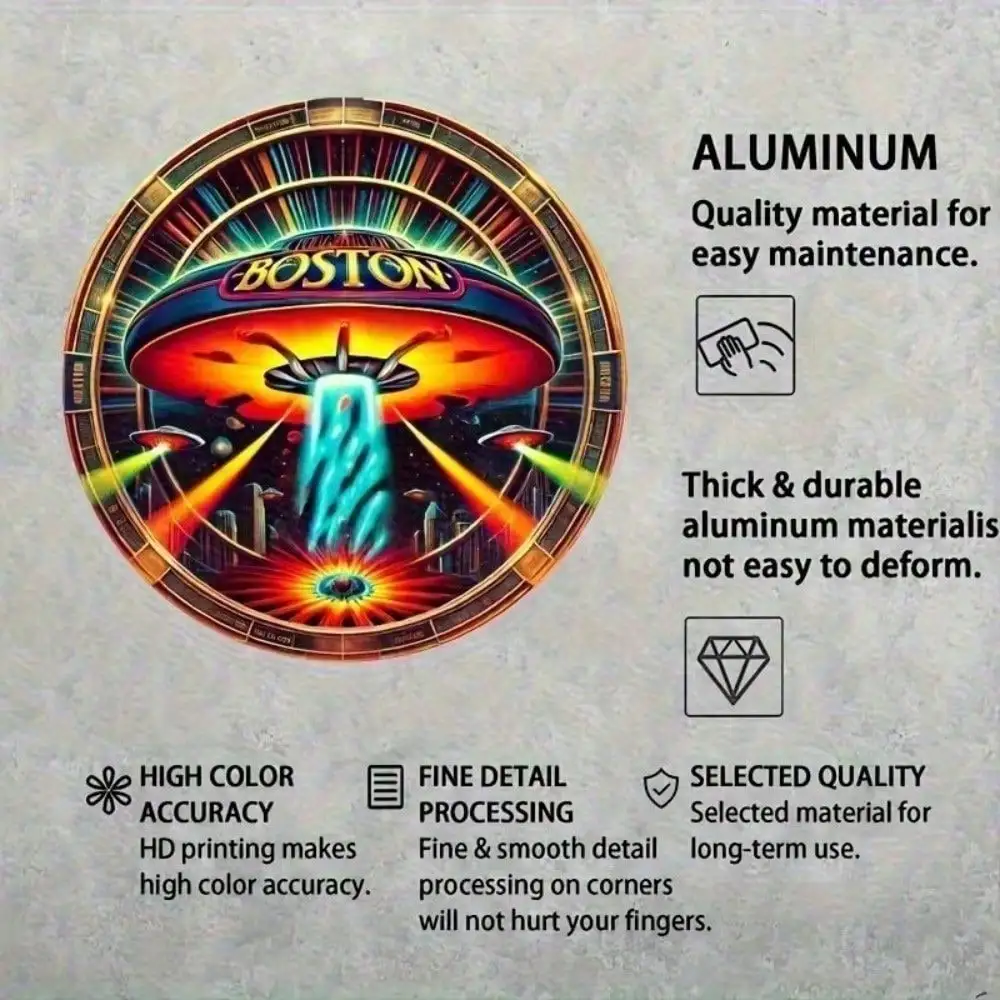 Retro Rock Band Boston Metal Tin Sign Vintage Wall Art Man Cave Decor