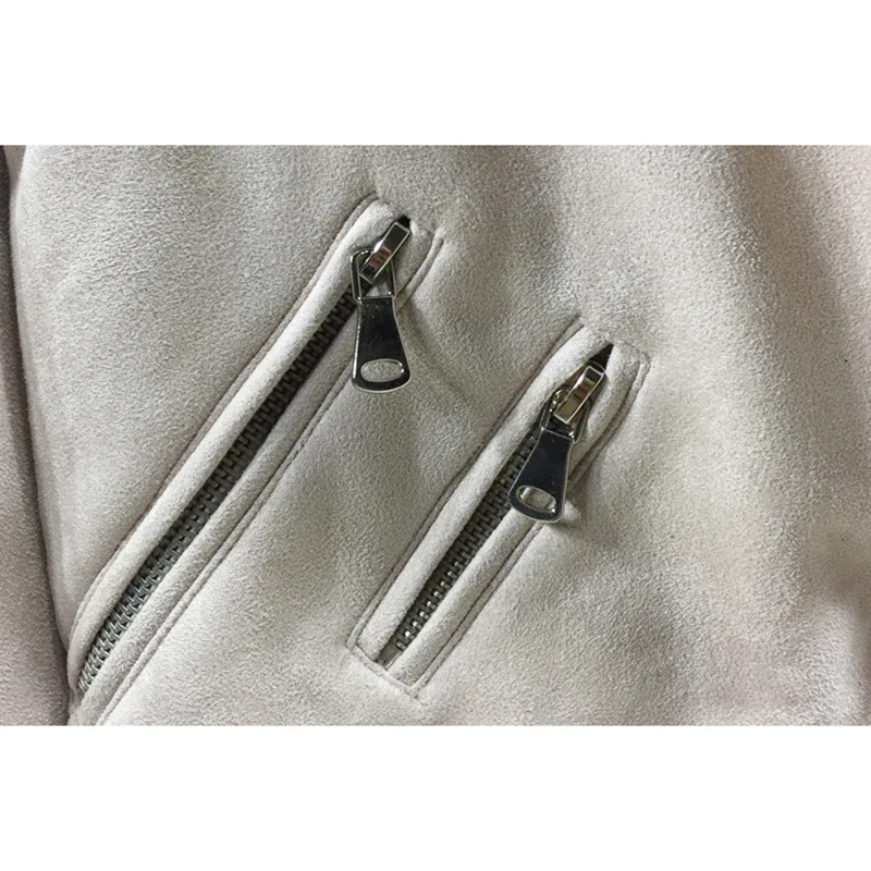 봄 가을 새로운 고품질 가짜 스웨이드 오토바이 거리 겉옷 벨트 여성 캐주얼 슬림 짧은 재킷 여성 캐주얼