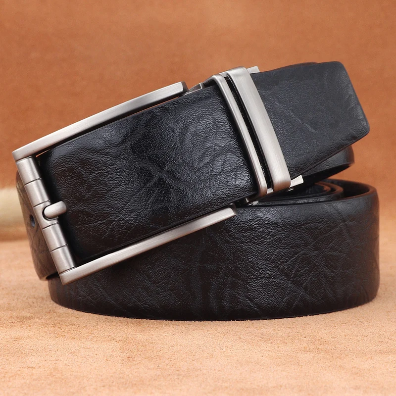 Fancy Vintage Genuine Leather Belts Men Squ Pin Buckle Younth Designers Luxury Famous Brand Casual Jeans Ceinture Homme